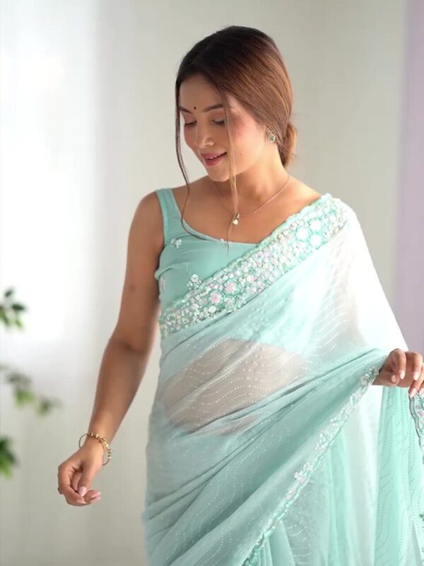 Embellished Sequinned Saree - Image 2