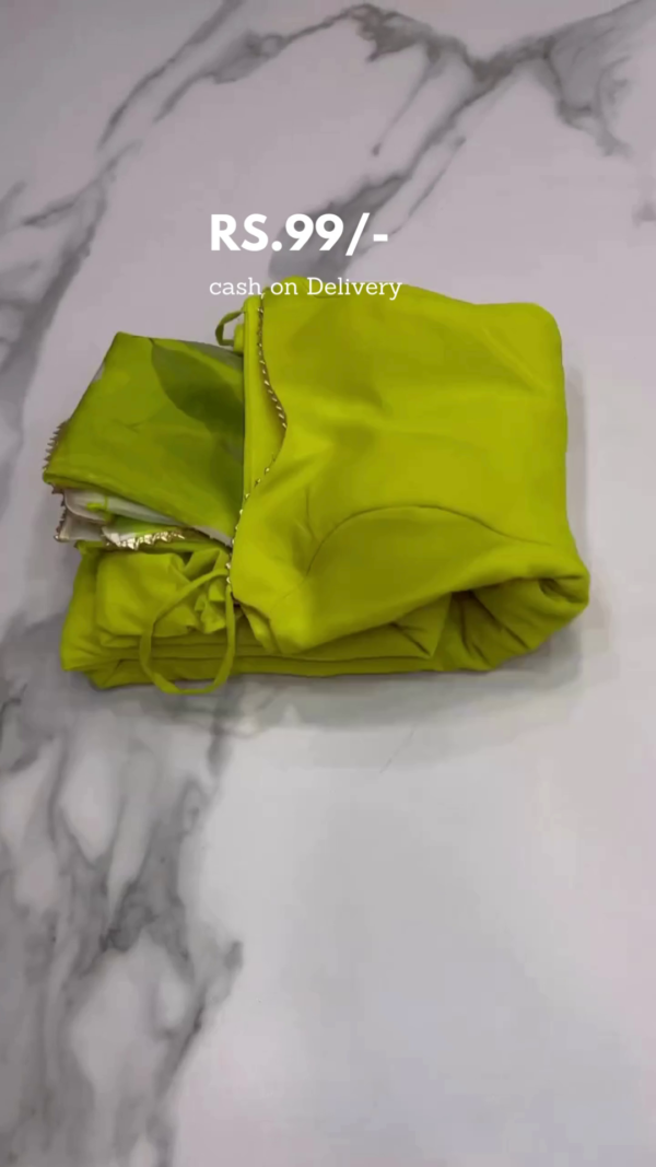 Neon Green Flared Anarkali Kurti with Gold Lace Detailing – Soft Fabric Traditional Ethnic Wear for Women with Cash on Delivery Option - Image 3