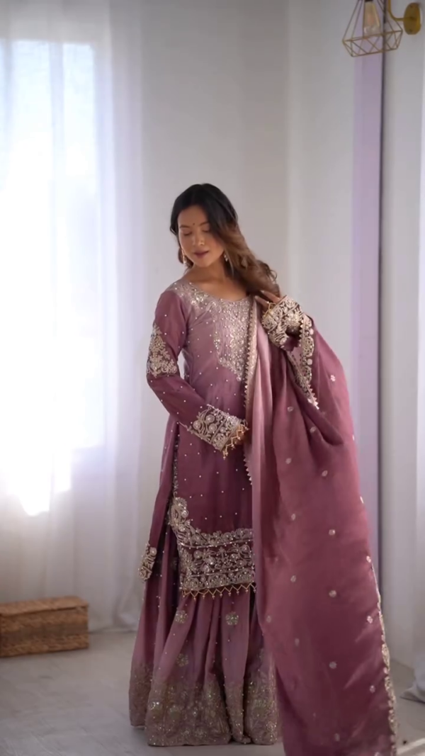 Anarkali Pure Cotton Kurta With Trousers & Dupatta