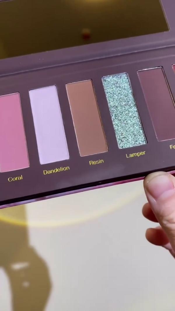 8-Shade Multi-Finish Eyeshadow Palette Featuring Matte, Shimmer & Glitter Textures – Includes Unique Shades like Coral, Dandelion, Resin, Lamper & More for Versatile Day-to-Night Looks - Image 3