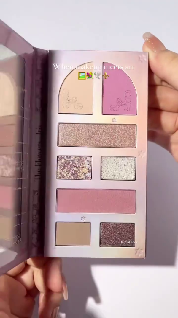 The Flowers Series – Rose & Iris Dual Bloom Palette | Artistic Multi-Finish Makeup Collection Featuring Matte, Shimmer, and Glitter Shades for Eyes & Cheeks Inspired by Floral Elegance - Image 2