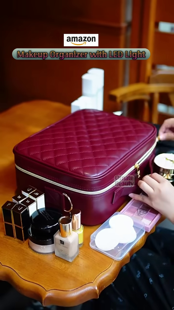 Professional LED Lighted Portable Makeup Organizer Case – Travel-Friendly Cosmetic Storage Box with Adjustable Dividers, Built-In Vanity Mirror, and Large Capacity for Brushes, Palettes, and Beauty Essentials - Image 2