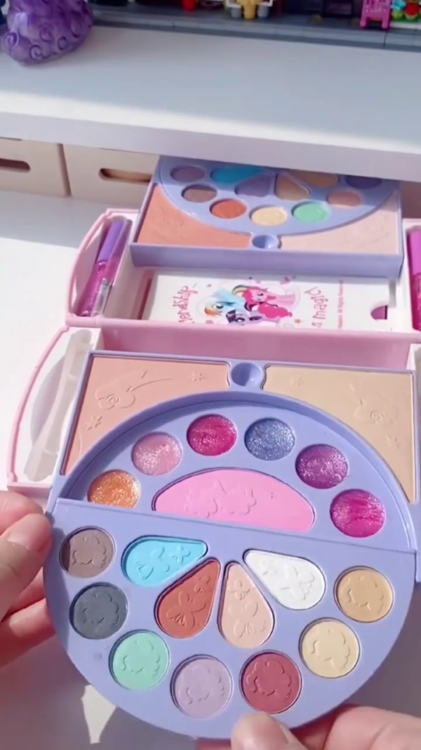 All-in-One Makeup Palette Set with Multi-Color Eyeshadows, Blush, Glitter, Lipstick, and Brushes in a Cute Compact Travel Case - Image 2