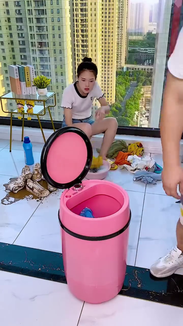 Portable Mini Electric Washing Machine for Shoes and Small Laundry – Compact Footwear Washer with Timer Control, Ideal for Apartments, Dorms, and Travel Use – Easy Operation with Hands-Free Cleaning