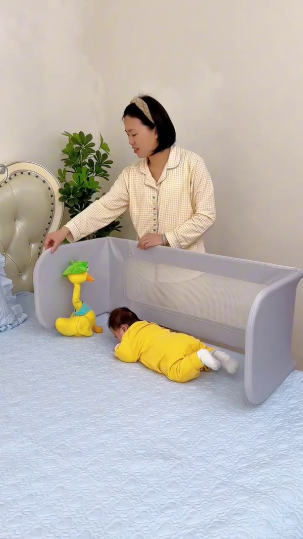 Adjustable Foldable Baby Bedside Sleeper and Safety Guard Rail – Portable Infant Co-Sleeping Barrier with Soft Breathable Mesh and Secure Frame for King or Queen Beds – Ideal for Newborns and Toddlers - Image 2
