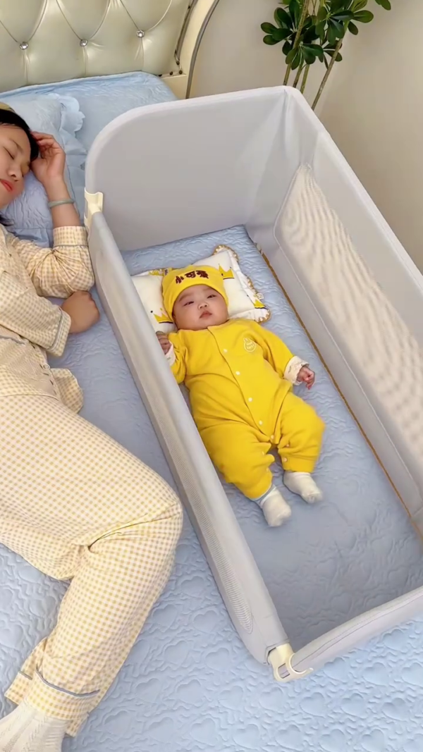 Adjustable Foldable Baby Bedside Sleeper and Safety Guard Rail – Portable Infant Co-Sleeping Barrier with Soft Breathable Mesh and Secure Frame for King or Queen Beds – Ideal for Newborns and Toddlers - Image 4