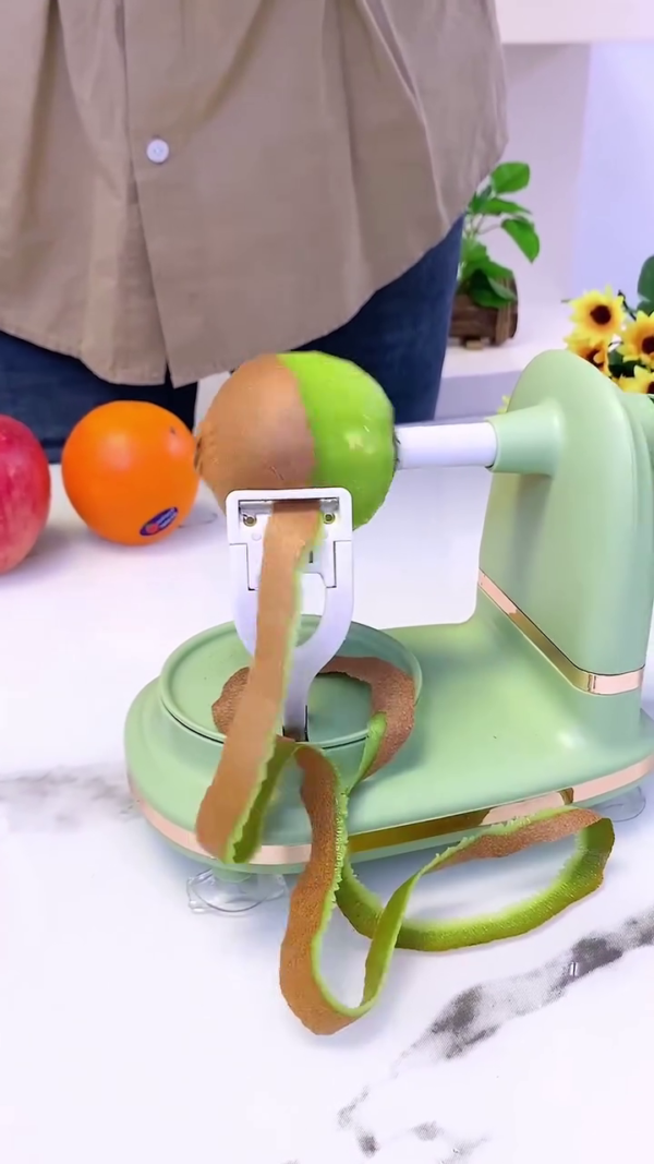 Automatic Electric Fruit and Vegetable Peeler Machine – Multifunctional Hands-Free Rotating Peeler for Apples, Kiwis, Tomatoes, and More – Time-Saving Kitchen Gadget with Adjustable Blade and Suction Base for Stability