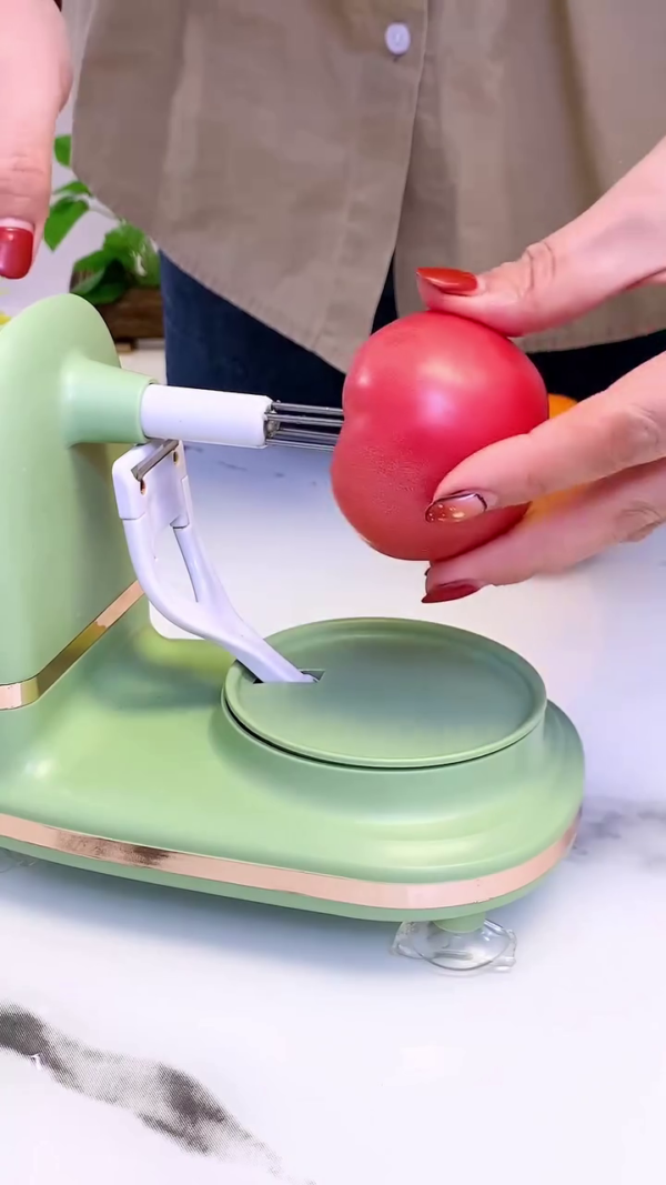Automatic Electric Fruit and Vegetable Peeler Machine – Multifunctional Hands-Free Rotating Peeler for Apples, Kiwis, Tomatoes, and More – Time-Saving Kitchen Gadget with Adjustable Blade and Suction Base for Stability - Image 2