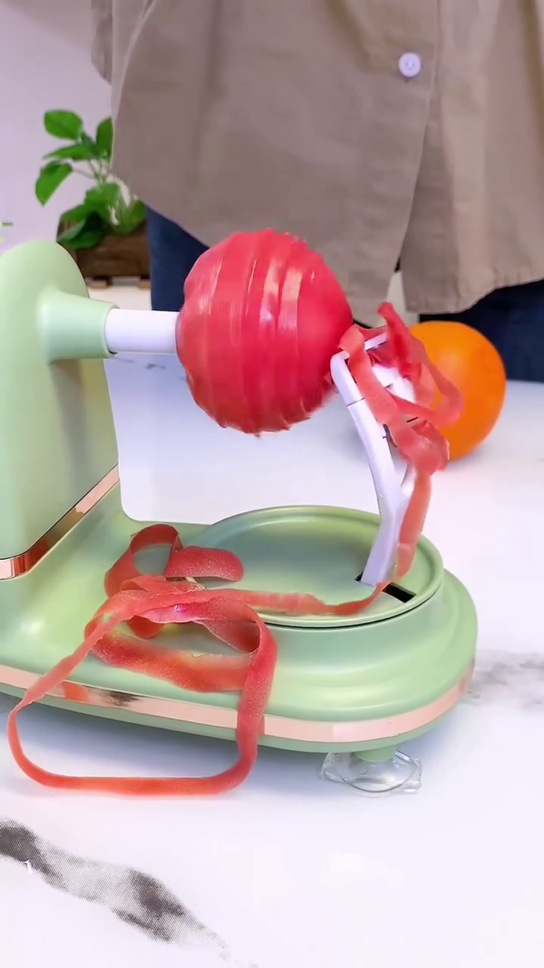 Automatic Electric Fruit and Vegetable Peeler Machine – Multifunctional Hands-Free Rotating Peeler for Apples, Kiwis, Tomatoes, and More – Time-Saving Kitchen Gadget with Adjustable Blade and Suction Base for Stability - Image 3