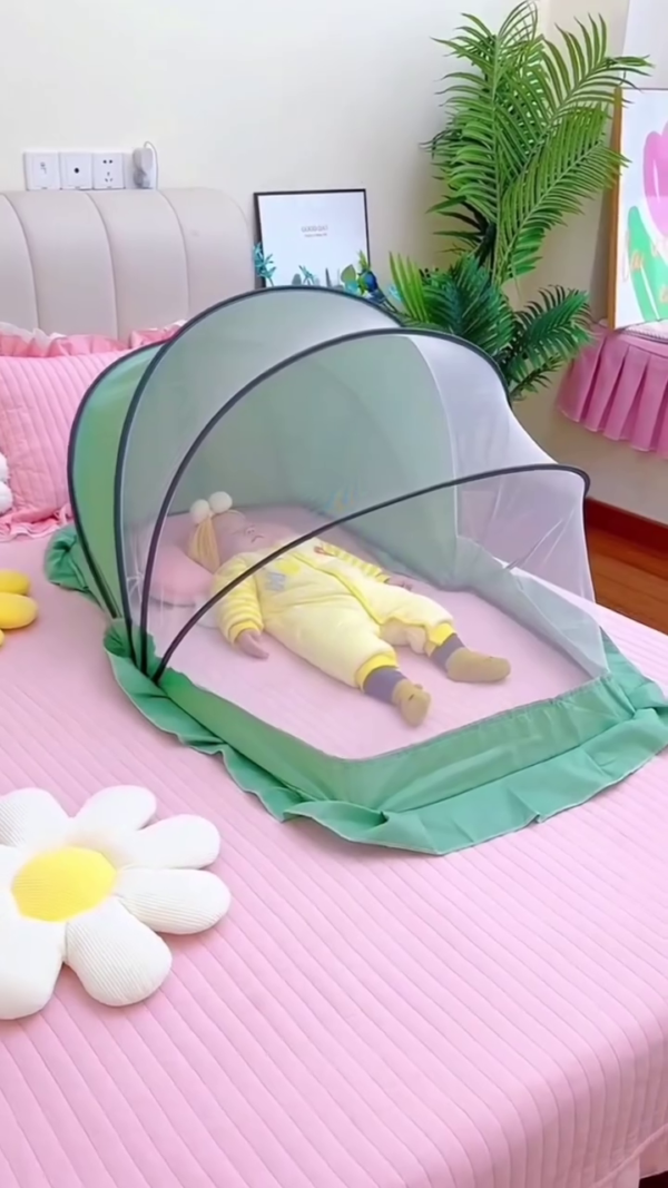 Foldable Baby Mosquito Net Tent with Breathable Mesh Canopy and Soft Padded Mattress for Indoor Sleeping and Travel Use