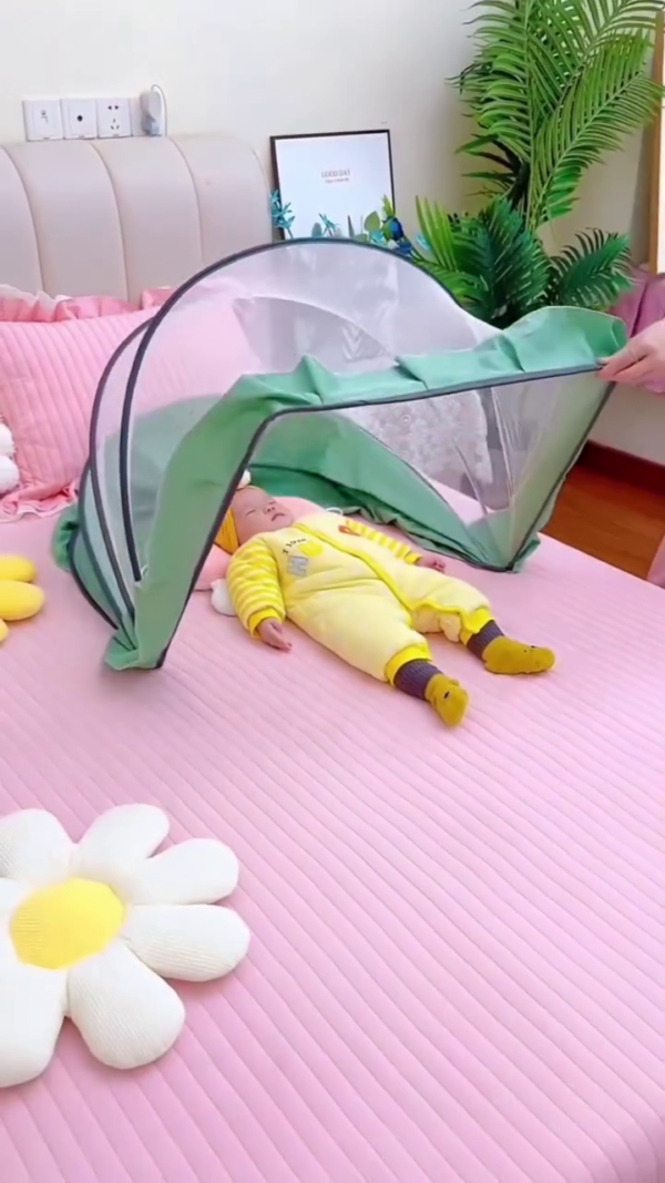 Foldable Baby Mosquito Net Tent with Breathable Mesh Canopy and Soft Padded Mattress for Indoor Sleeping and Travel Use - Image 3