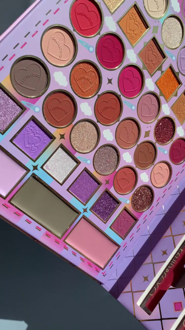 Romantic Dreamland Multi-Finish Makeup Collection with Eyeshadows, Blushes, Highlighters, and Lip Gloss Trio – Complete Color Palette for Bold and Playful Looks - Image 2