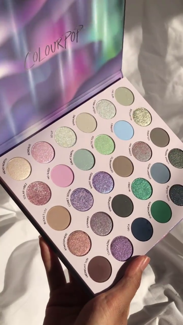 ColourPop Northern Lights-Inspired 30-Pan Eyeshadow Palette Featuring a Dazzling Mix of Matte, Metallic, and Glitter Shades in Cool-Toned Pastels, Earthy Neutrals, and Cosmic Greens for Celestial-Inspired Makeup Looks - Image 2