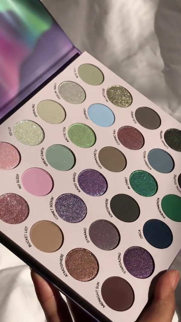 ColourPop Northern Lights-Inspired 30-Pan Eyeshadow Palette Featuring a Dazzling Mix of Matte, Metallic, and Glitter Shades in Cool-Toned Pastels, Earthy Neutrals, and Cosmic Greens for Celestial-Inspired Makeup Looks - Image 3