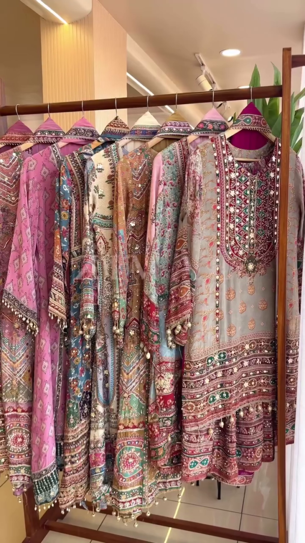 Embroidered Luxury Lawn Collection – Traditional Ethnic Wear with Intricate Mirror Work, Beaded Detailing & Festive Digital Prints – Unstitched Formal/Party Suits for Women