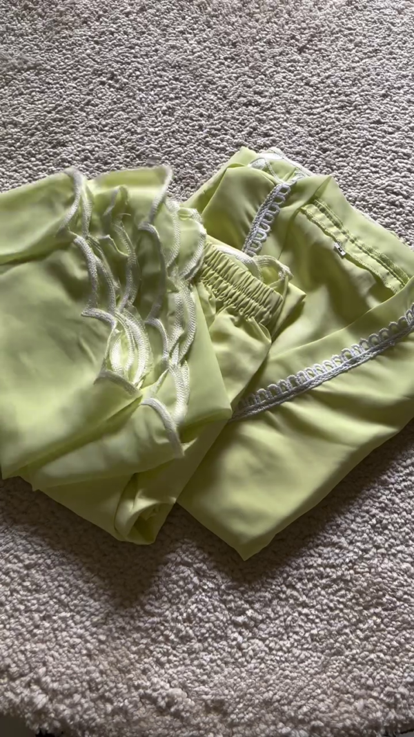Premium Soft Satin Embroidered Night Suit Set for Women Featuring Elegant Lace Detailing in Dusty Rose Pink and Lime Green with Elastic Waist Pajama and Stylish Neck Design – Comfortable and Chic Loungewear for All Seasons - Image 2