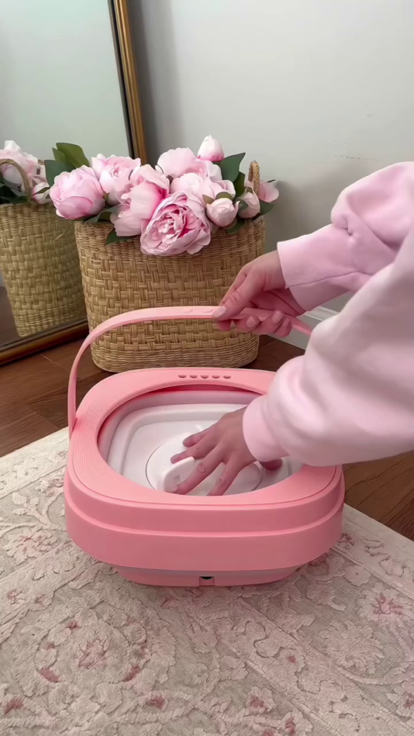 Compact Foldable Mini Washing Machine for Travel and Home Use – Portable Electric Laundry Washer with Collapsible Design, UV Sterilization, and Convenient Handle for Easy Storage and Carrying - Image 2