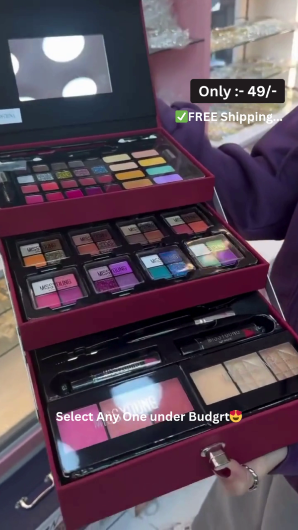 All-in-One Premium Makeup Box Set with Multi-Layer Design Featuring Eyeshadows, Lipsticks, Highlighters, Brushes, Mirrors, and Accessories – Perfect for Beginners, Professionals, and Gifting