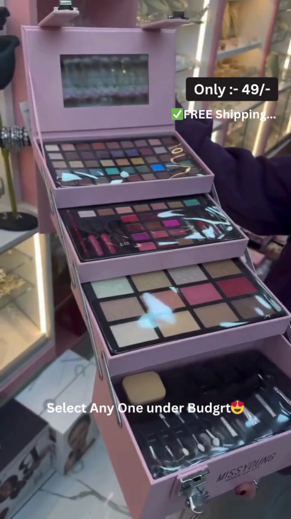 All-in-One Premium Makeup Box Set with Multi-Layer Design Featuring Eyeshadows, Lipsticks, Highlighters, Brushes, Mirrors, and Accessories – Perfect for Beginners, Professionals, and Gifting - Image 2