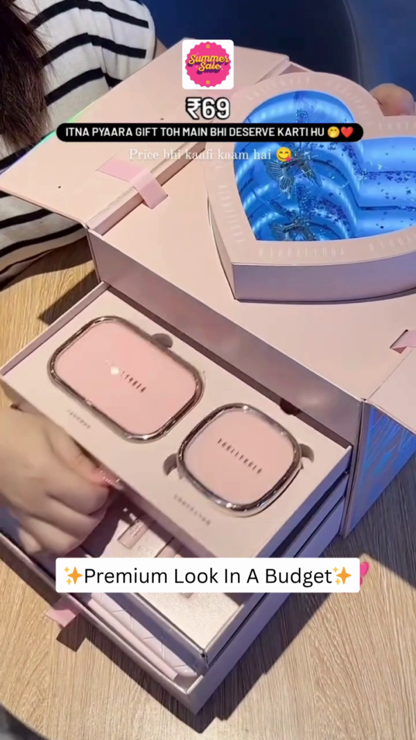 Luxury Cosmetic Gift Box Set with LED Heart Mirror, Designer Lipstick, Mini Travel Kits & Elegant Packaging – Perfect Premium Surprise for Her in Budget-Friendly Style - Image 2