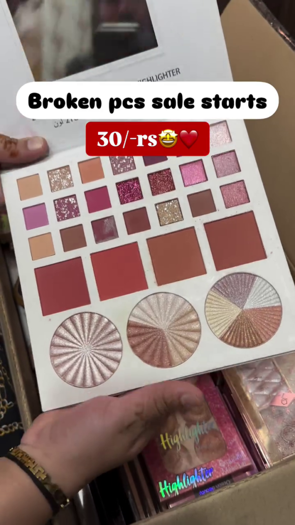 Combo of Broken Makeup Palettes – Assorted Eyeshadow, Blusher, Highlighter & Lip Color Kits with Minor Damages – Ideal for Practice, Creative Looks, and Budget-Friendly Beauty Collections - Image 2