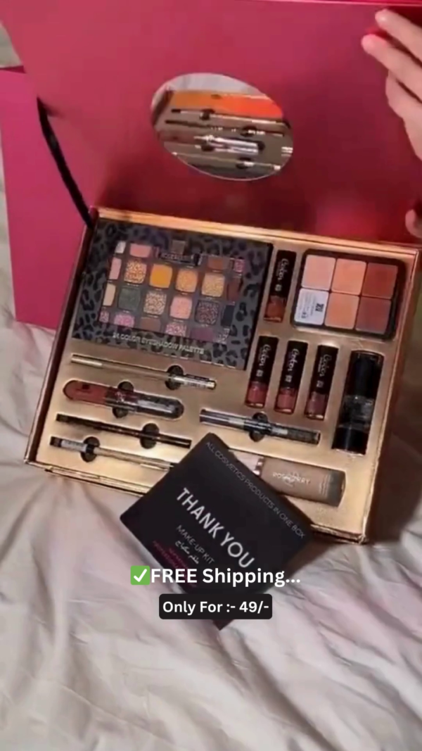 Rose Berry All-in-One Premium Makeup Gift Set with 24-Color Eyeshadow Palette, Full Face Cosmetics Collection, Lipsticks, Foundation, Nail Paints, Eyeliners, Compact, Blush, and More in Elegant Gift Packaging - Image 2