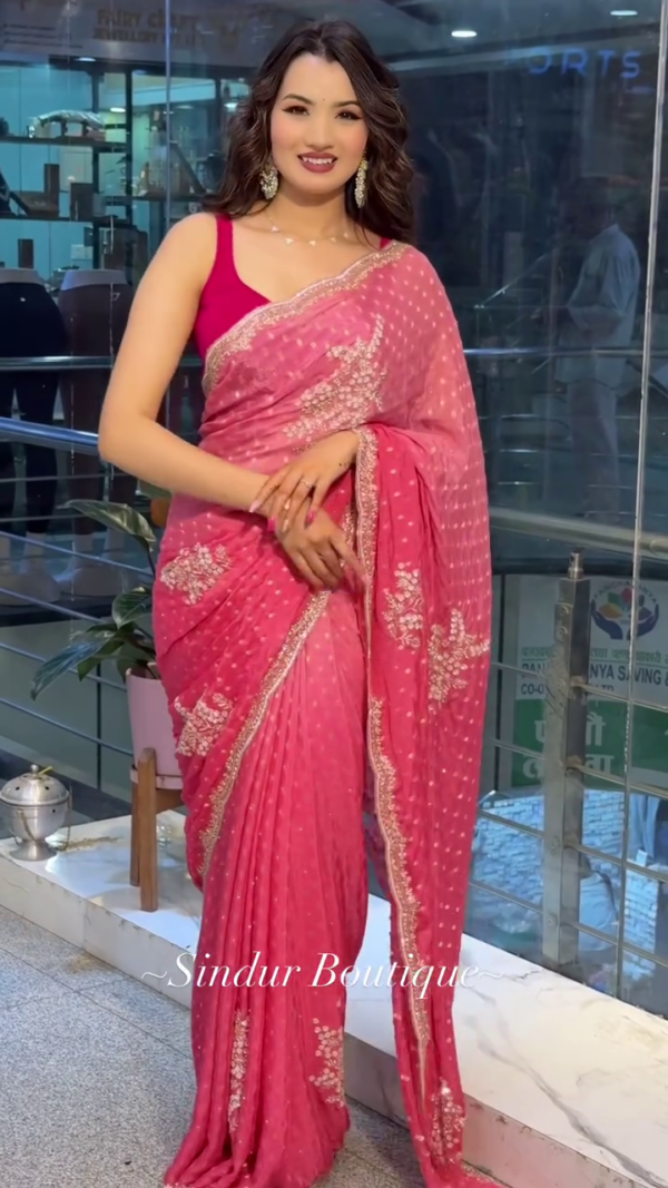 Pastel Green Satin Silk Saree with Intricate Thread and Sequin Embroidery on Border Paired with Sleeveless Blouse – Perfect for Weddings, Parties, and Special Occasions