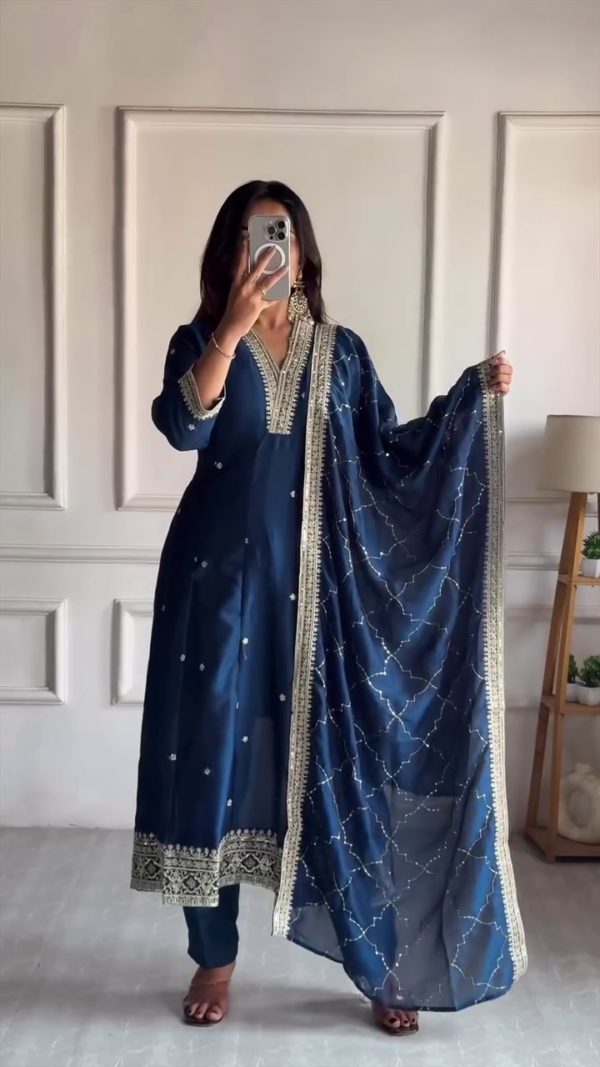 Traditional Women's Kurta Set Collection Embroidered Kurta with Mirror Work Dupatta In Multi Designs – Perfect for Festive and Party Wear