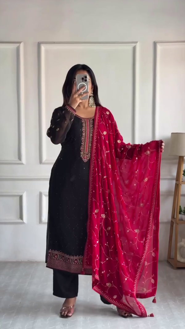 Traditional Women's Kurta Set Collection Embroidered Kurta with Mirror Work Dupatta In Multi Designs – Perfect for Festive and Party Wear - Image 3