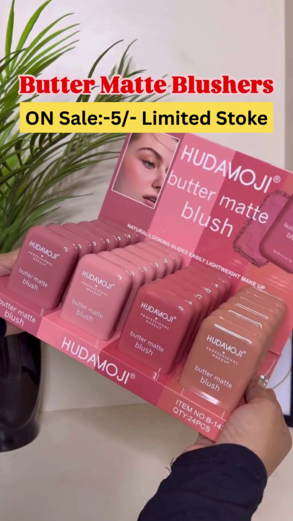 Professional Butter Matte Blushers Set with Natural-Looking Lightweight Formula and Soft Velvety Finish in Assorted Pink and Peachy Nude Shades for Smooth Blendable Everyday Makeup Look