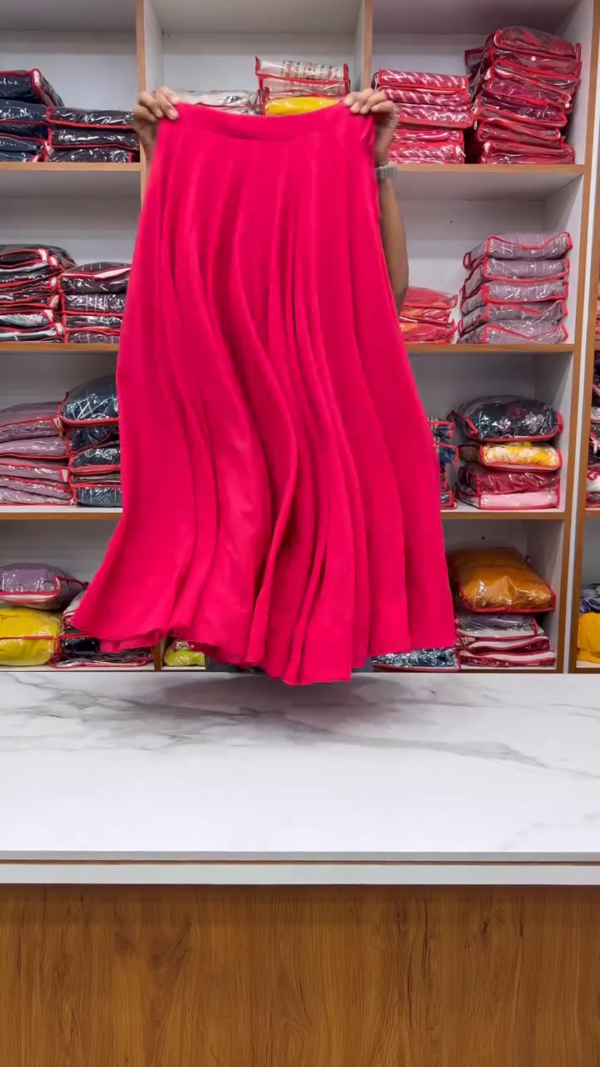 Radiant Rani Pink Sequin Lehenga Set with V-Neck Blouse & Flowing Skirt – Mirror-Stripe Detailing & Coordinated Dupatta for Glamorous Festive Elegance - Image 2