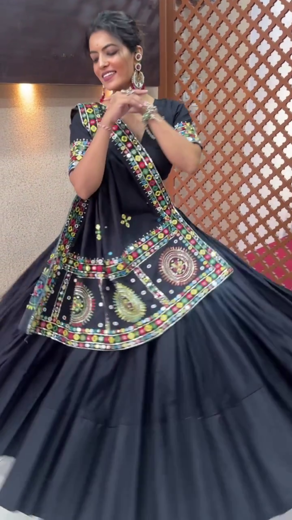 Black Navratri Lehenga Choli Set with Traditional Mirror Work and Colorful Embroidery – Garba Ready Look