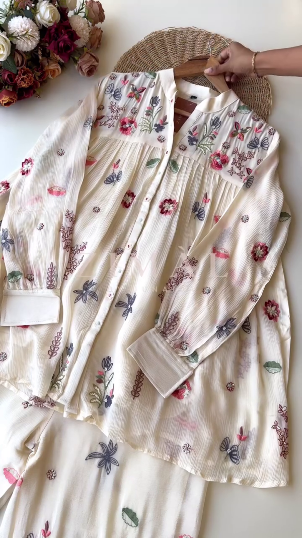 Premium Ethnic & Fusion Wear Collection Featuring Hand-Embroidered Sharara Sets, Designer Sarees with Beaded Jackets, Vibrant Festive Kurtis with Palazzo Pants, Richly Embroidered Lehenga Sets, and Elegant Floral Co-ord Sets in Soft Fabrics – Perfect for Celebrations, Weddings, and Elegant Daywear - Image 2