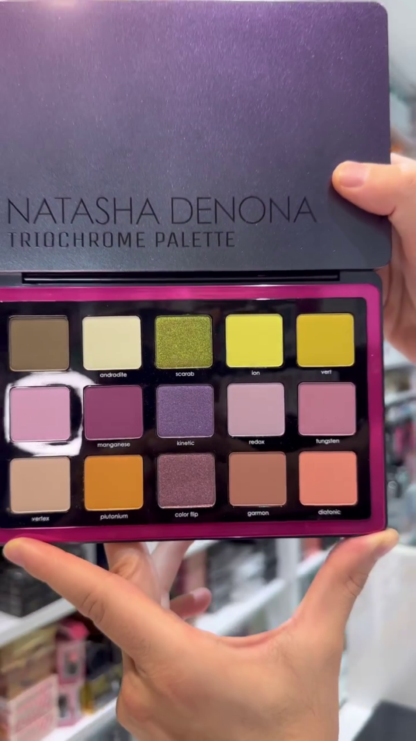 Natasha Denona Triochrome Palette, featuring a stunning mix of bold, multichromatic shades. The unique colors shift depending on the light - Image 2