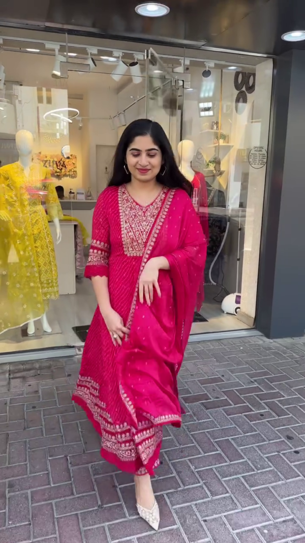 Elegant Ethnic Suit Collection Featuring Embroidered Anarkalis, Stylish Co-ord Sets, Mirror Work Kurtas, Floral Printed Dupattas, and Vibrant Festive Hues in Shades of Pink, Yellow, Blue, Green, and Magenta – Perfect for Weddings, Festive Celebrations, and Traditional Gatherings - Image 2