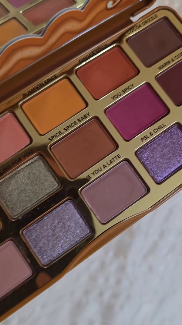 Autumn-Inspired Eyeshadow Palette with Rich Warm Mattes and Gleaming Shimmers in Pumpkin, Spice, Gold, and Plum Tones - Image 2