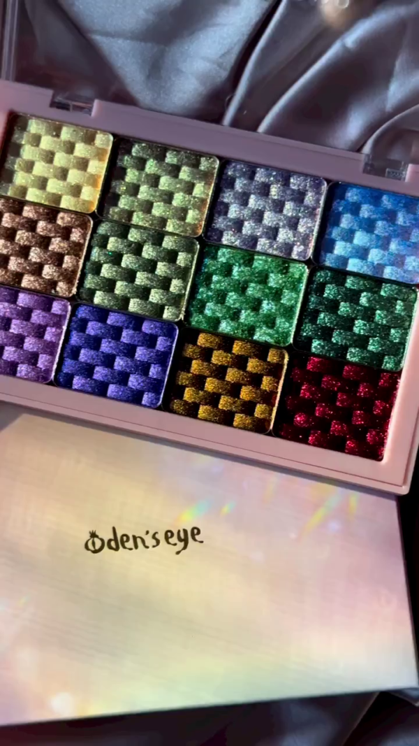 Oden’s Eye 12-Color Shimmer & Duochrome Eyeshadow Palette – Highly Pigmented Glitter Metallic Shades for Bold Eye Makeup Looks