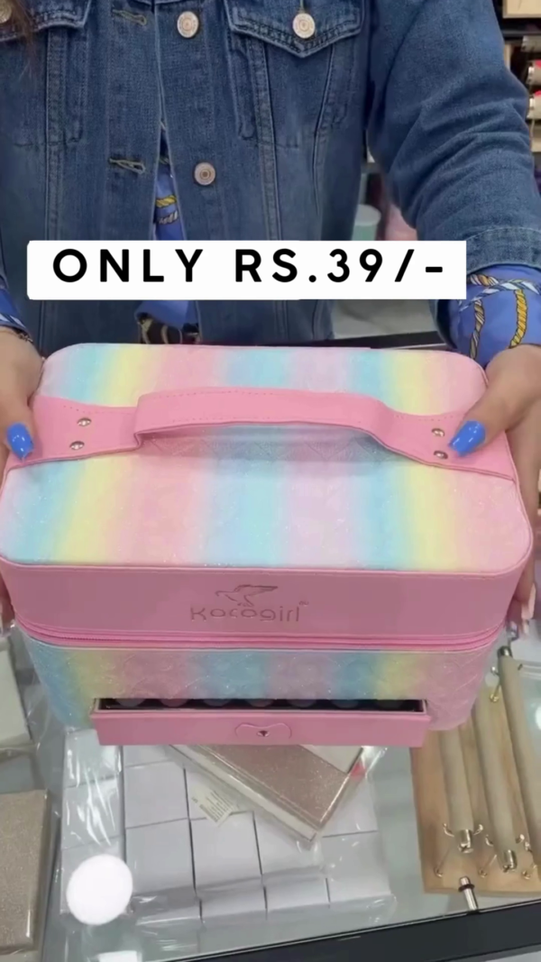 Portable Makeup Kit with Lights – Complete Set of Eyeshadows, Lipsticks, Brushes, and More – Compact, Stylish Storage Case with a Mirror for On-the-Go Glam