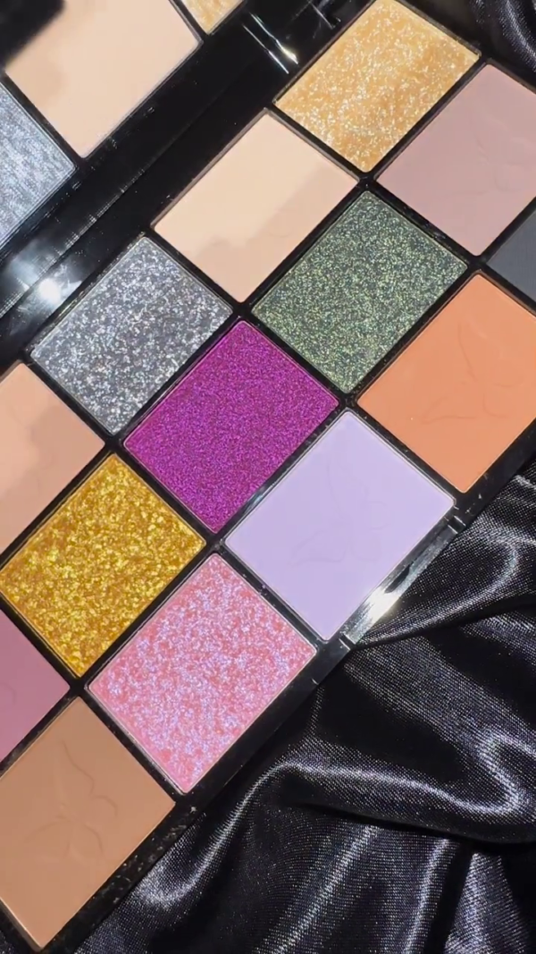 Colorful Glitter and Matte Eyeshadow Palette with Highly Pigmented Purple, Gold, Green, Silver and Neutral Shades - Image 2