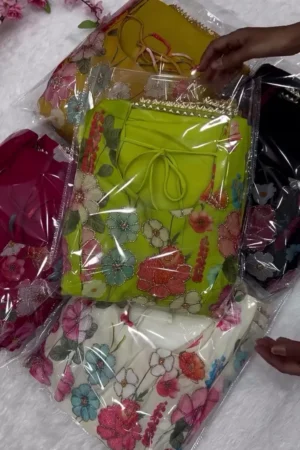 Beautiful Floral Embroidered Designer Women’s Dress Material Set with Dupatta in Multiple Attractive Colors Including Yellow, Green, Black, White and Pink – Elegant Ethnic Wear Fabric for Party, Festive and Casual Occasions