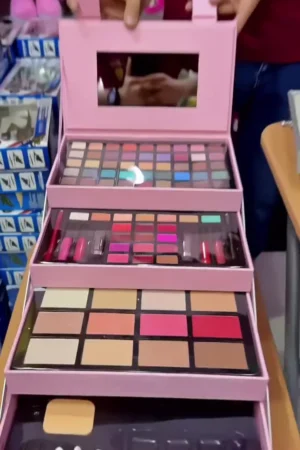 All-in-One Professional Makeup Kit with Eyeshadows, Lip Colors, Blushers, Compact Powders, Applicators and Built-in Mirror – Complete Cosmetic Box for Face and Eye Makeup