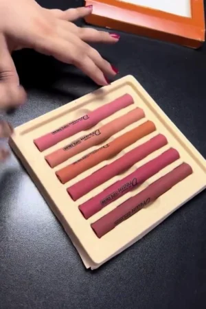 Dream Matte Lip Crayon Set of 6 – Long Lasting Waterproof Nude & Warm Shades | Soft Matte Velvet Lipsticks for Everyday & Party Wear