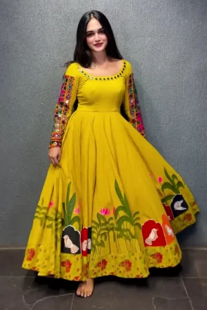 Charming Navy Blue Traditional Embroidered Kurti with Contrast Border Design – Premium Ethnic Designer Range