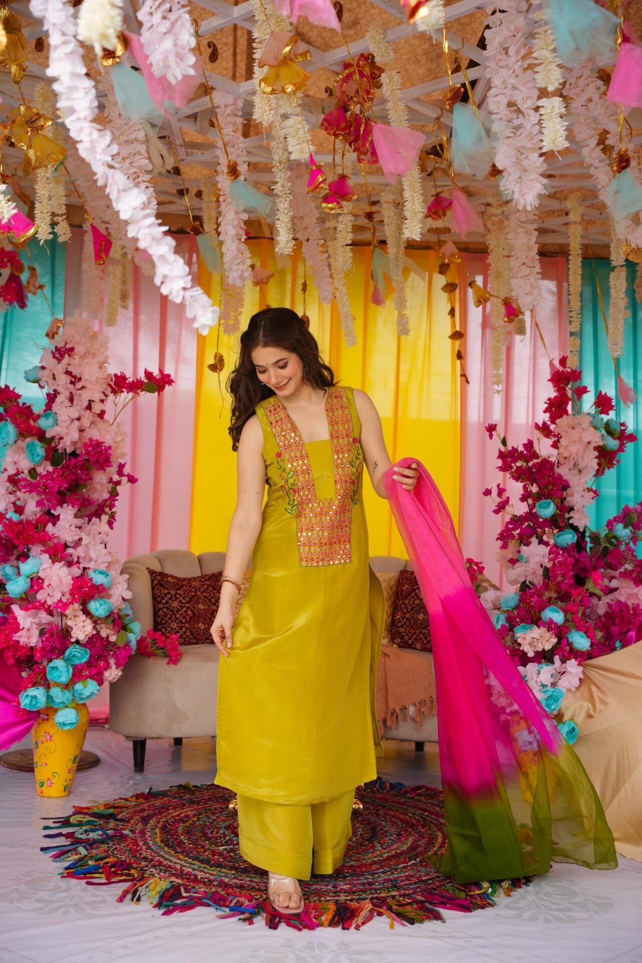 Aahana mustard cosmos suit set - Image 4