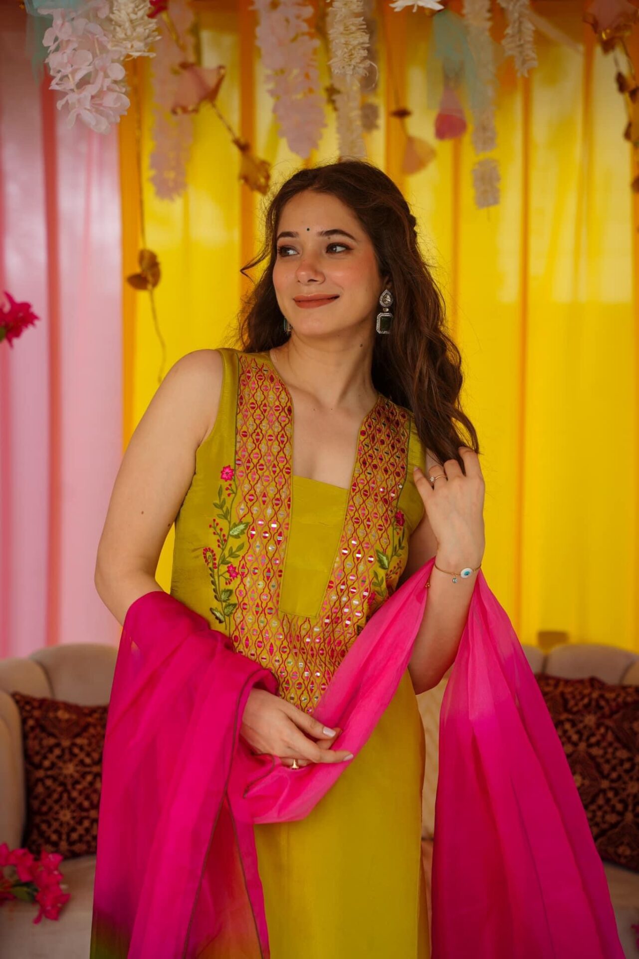 Aahana mustard cosmos suit set - Image 3