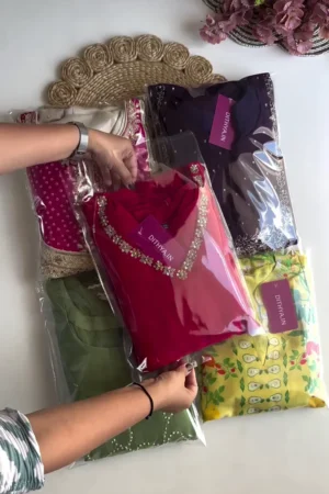 Stylish Crimson Red Designer Partywear Kurti with Mirror & Stone Detailing – Vibrant Fusion Wear Collection