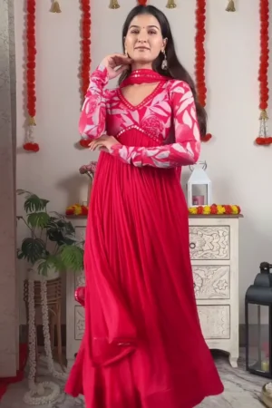 Red Anarkali: A Regal Blend of Flowing Grace, Festive Elegance, and Timeless Ethnic Beauty