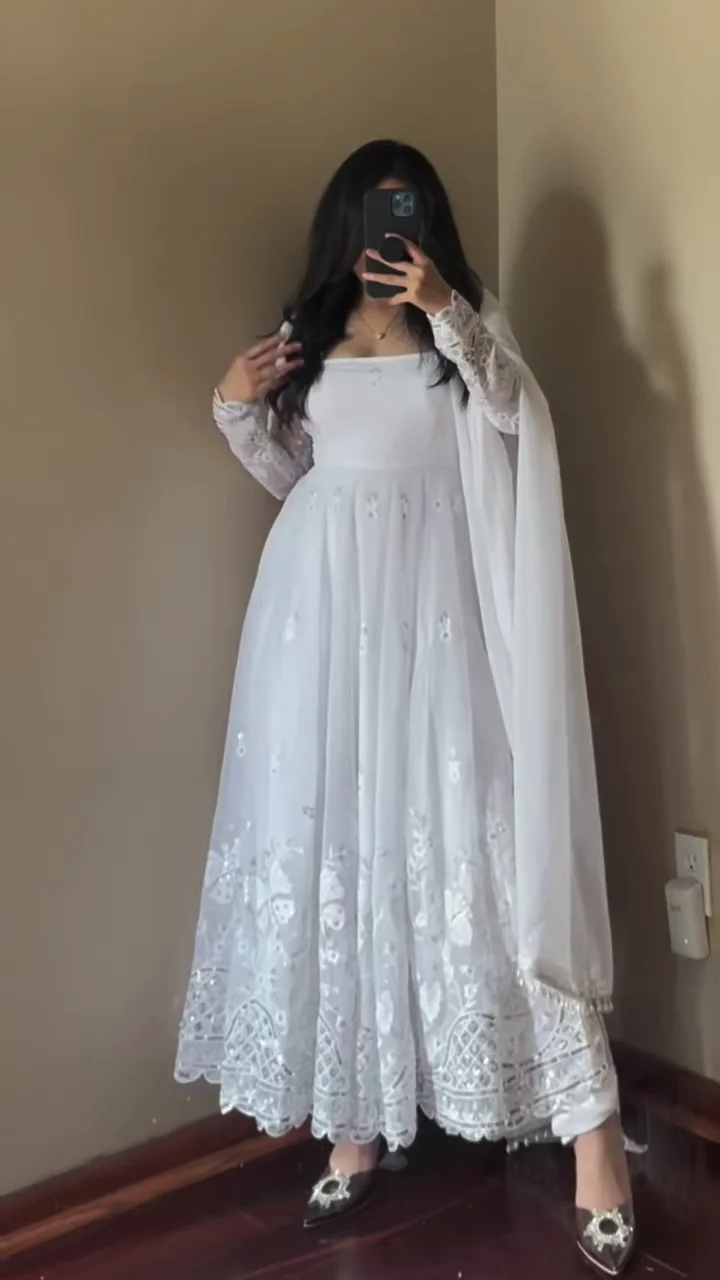 White Anarkali: A Pure Blend of Graceful Flare, Elegant Minimalism, and Timeless Ethnic Charm