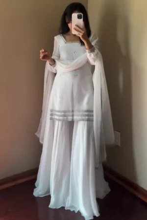White Sharara: A Pure Blend of Elegant Flare, Festive Charm, and Timeless Ethnic Style