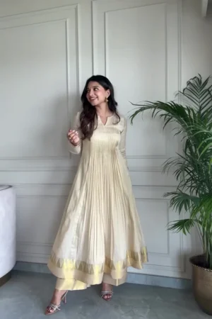 White Anarkali Suit for Women – Elegant Flared Ethnic Dress with Beautiful Embroidery and Detailing – Perfect for Weddings, Parties, and Festive Occasions